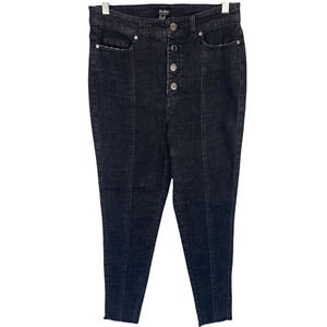 Du Jour Women Petite High Rise Jeggings with Faux Button Fly Pant Black 8P Size